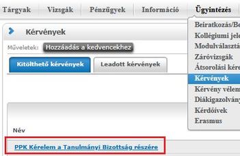 Tanulmányi Bizottsági kérelmek - Neptun